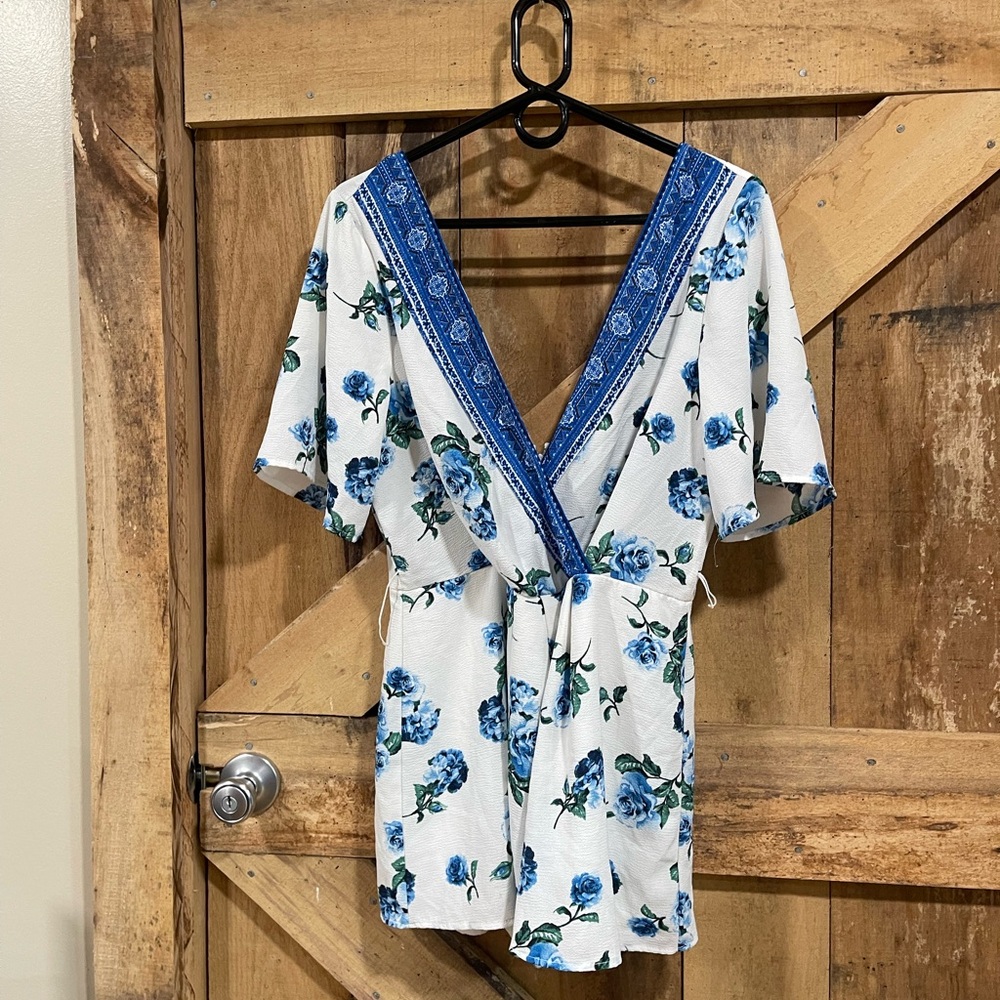 Altar’d State blue and white romper